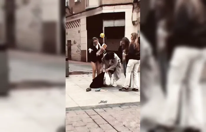 Woman's skirt falls off in public