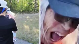 Rabid liberal lady tries BITING guys for fishing