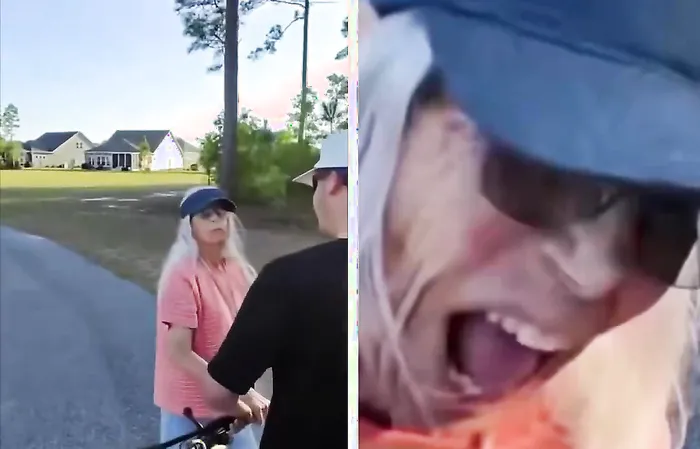 Rabid liberal lady tries BITING guys for fishing