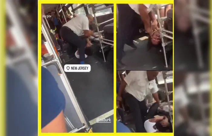New Jersey bus drivers beats the brakes off passenger who SPIT on him