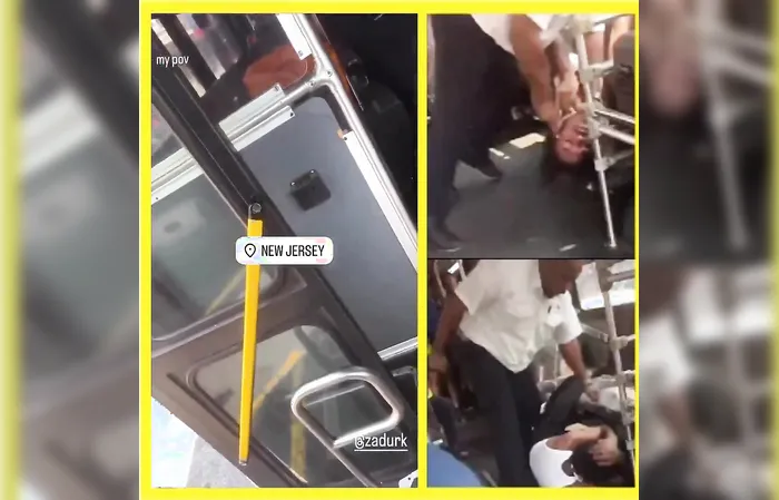 New Jersey bus drivers beats the brakes off passenger who SPIT on him