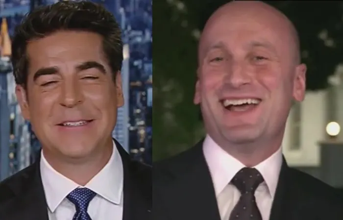 Stephen Miller and Jesse Watters laughing at 'scumbag' Eric Swalwell is GOLD