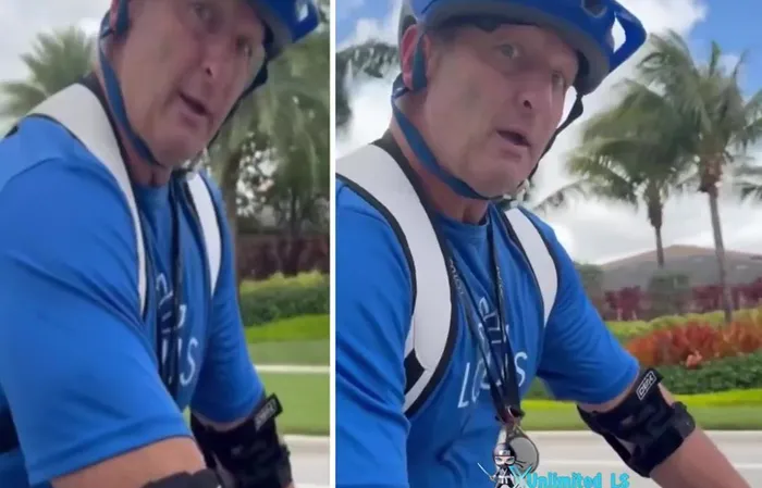 Old man KAREN follows kid on bike, puts hands on him and steals phone