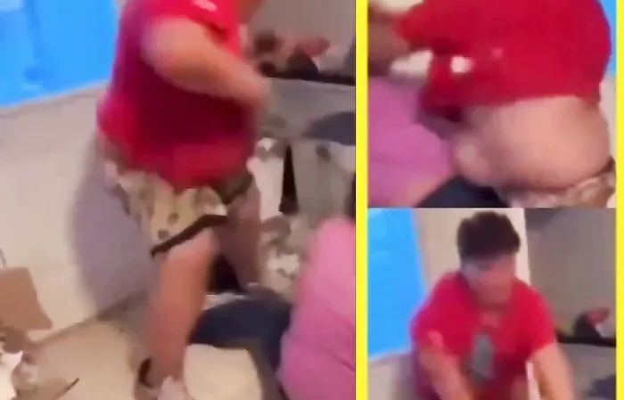 Obese kid beats up his mom for not giving him more food
