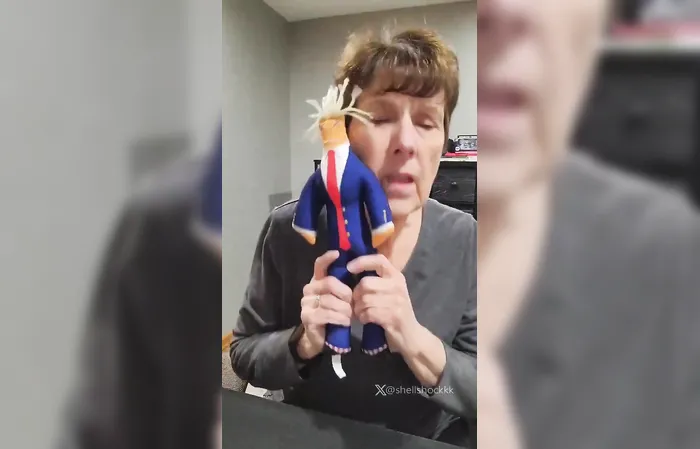 She made a Trump doll to "take it out on the orange man"