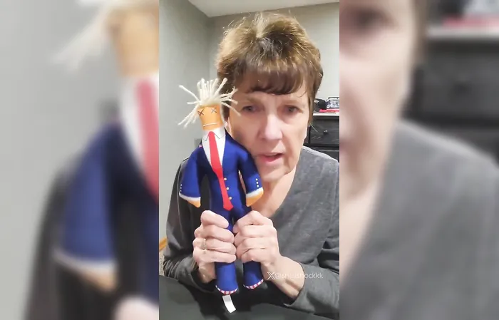 She made a Trump doll to "take it out on the orange man"