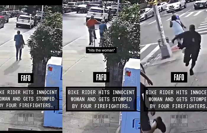 Rotten hoodrat suckers innocent woman, then gets STOMPED by FOUR FIREMEN