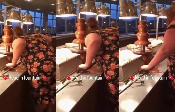 Really lady, sticking your face IN THE FOOD?