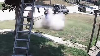 Man’s lawn mower explodes out of nowhere