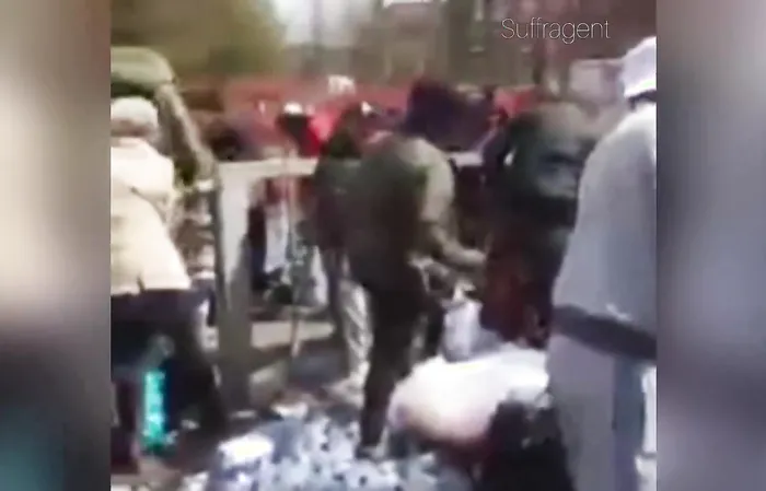 Pack of thugs STEAL water meant for marathon runners