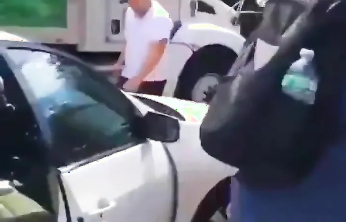 Dude blocking traffic gets DEALT WITH