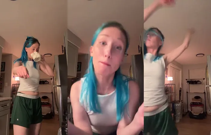ICE-hating chick spills coffee all over during her revolution dance