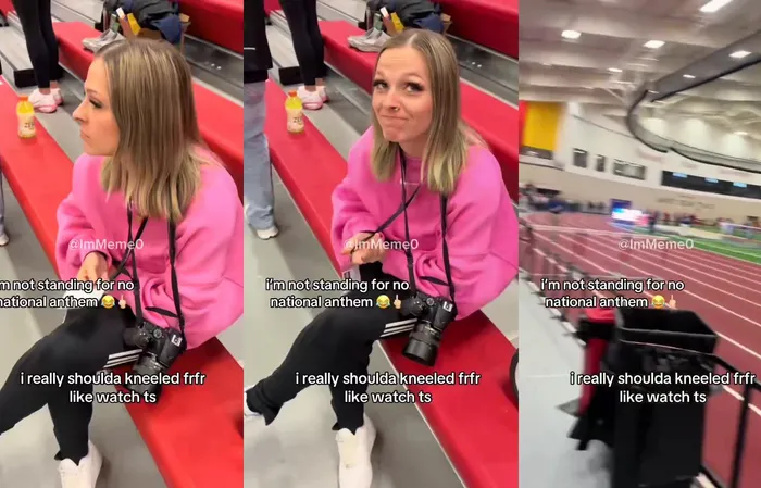 Woman records herself sitting during National Anthem, then GETS LIT UP