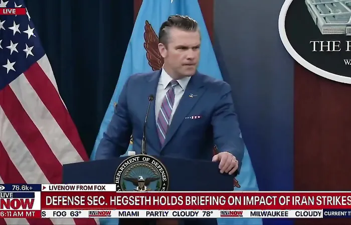 Hegseth didn't flinch, stared at the camera to say it