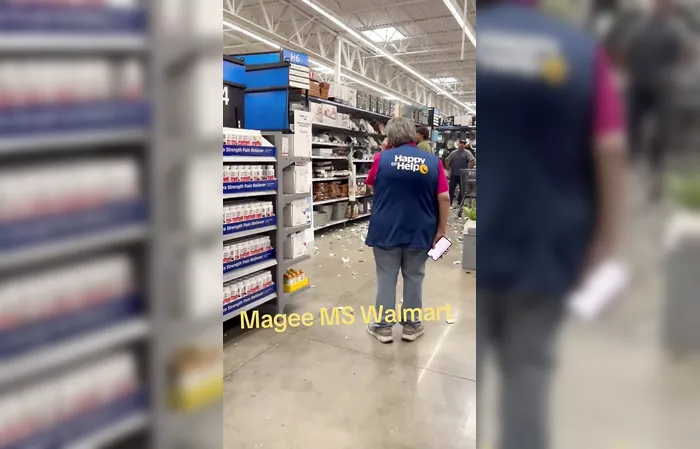 Unhinged lady destroys Walmart with baseball bat