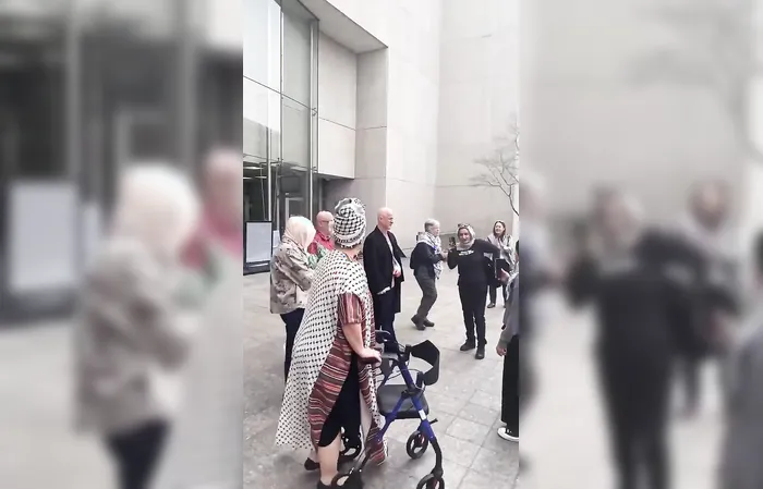 Lunatic Marine got arm snapped by a Senator, walks out like this