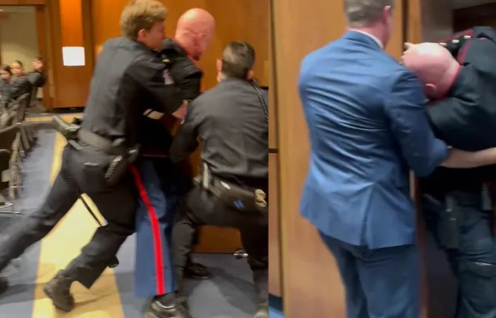 Senator Sheehy just SNAPPED a Marine's arm