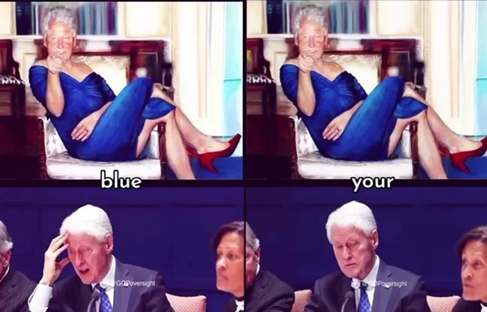 Bill Clinton responds to BLUE DRESS PORTRAIT