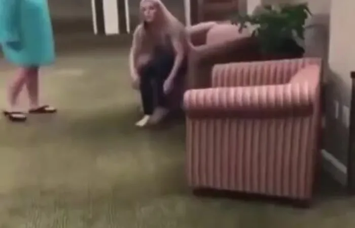 Karen FINDS OUT in the hotel lobby