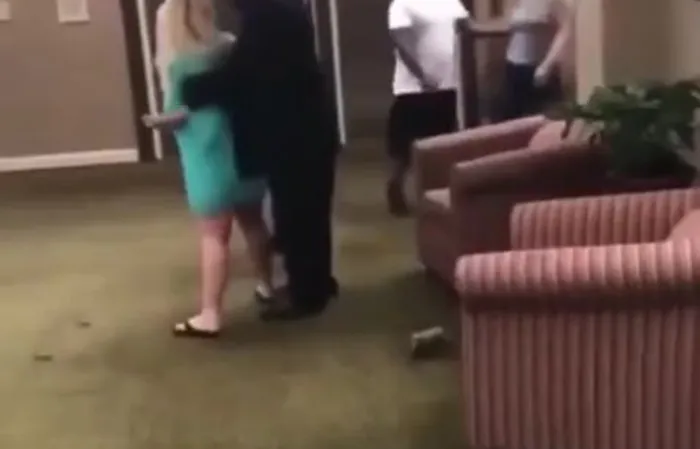Karen FINDS OUT in the hotel lobby