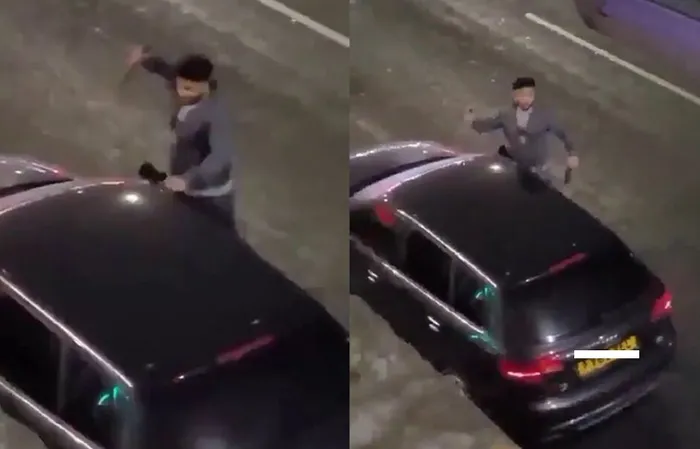 Guy smashes cars with machete in England, finds out the hard way
