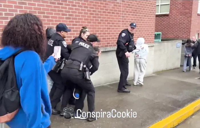 Lunatic leftist throws a punch, then cops show up and it's LIGHTS OUT