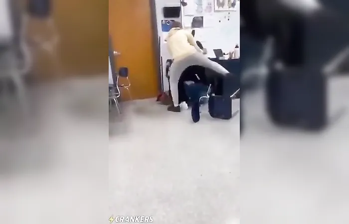 She tossed water all over him, but did he overreact?