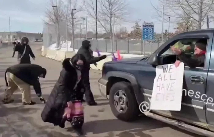 Protesters attack their own, after someone called his truck into the ICE Activity Hotline