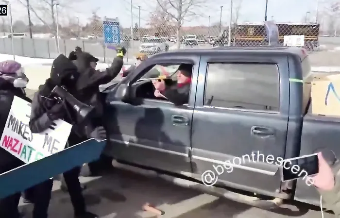 Protesters attack their own, after someone called his truck into the ICE Activity Hotline