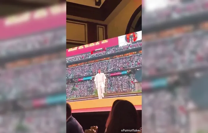 Guess what was on TV during Trump's golf club viewing of SB?