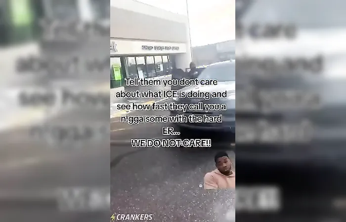 Anti-ICE leftist calls a black ICE agent N word