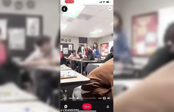 Girl pokes pencil in girl’s face OUCH