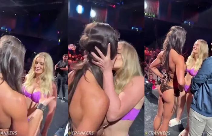 Just two girls kissing at the faceoff