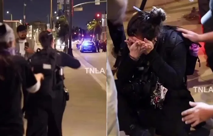 ICE-hating Male agitator attacks female reporter from behind