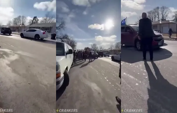 Protester runs into moving car with Trump flag, gets whacked