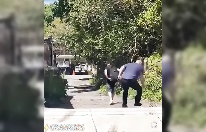 Dude starts a fake fight, gets hit with a REAL ROCK in the head
