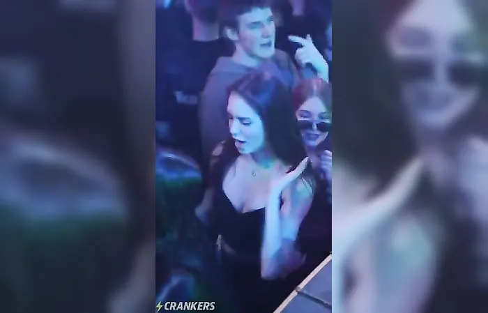 Just two hotties raving out to some electronic music