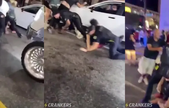 Cops TAG TEAM the crooks in heated FAFO moment
