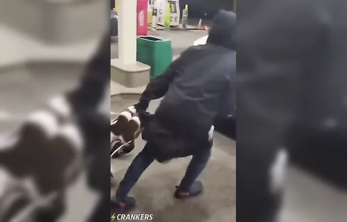 Man gets shoes stolen while drinking gas from the pump
