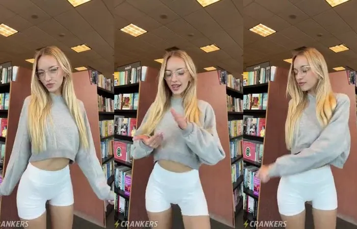 Studying at the library like a good college girl