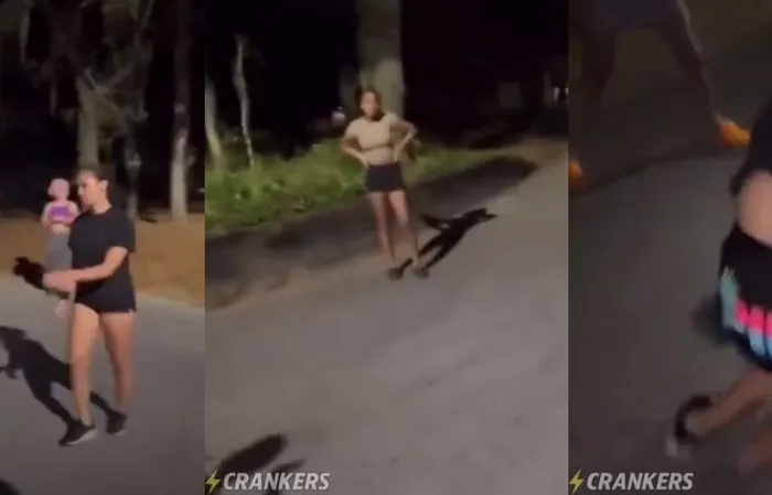 Bonnet-wearing hoodrat accidentally maces herself and gets destroyed