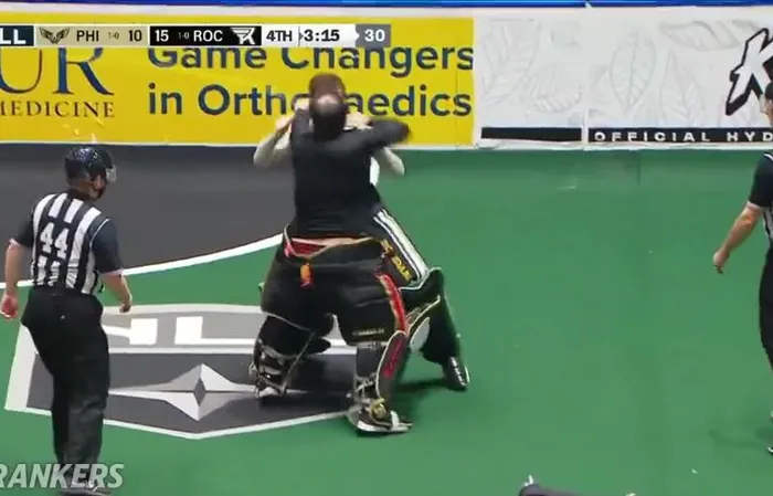 Lacrosse Goalies rip off the pads, go at it
