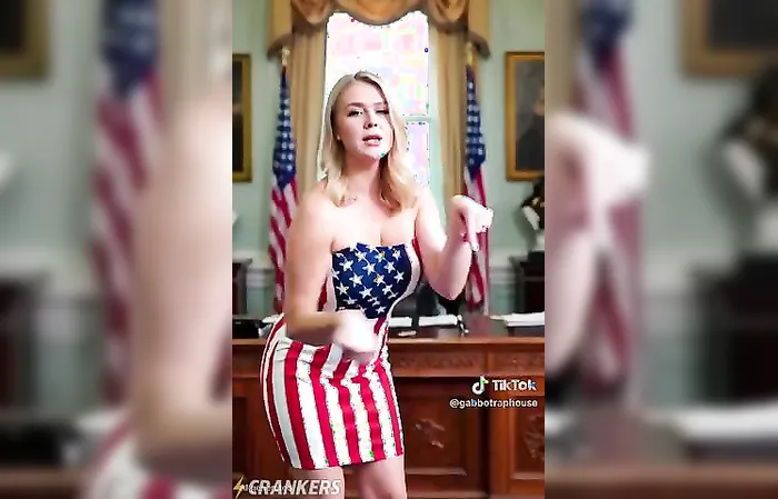 AI video of Press Secretary Karoline Leavitt dropping the ultimate victory dance