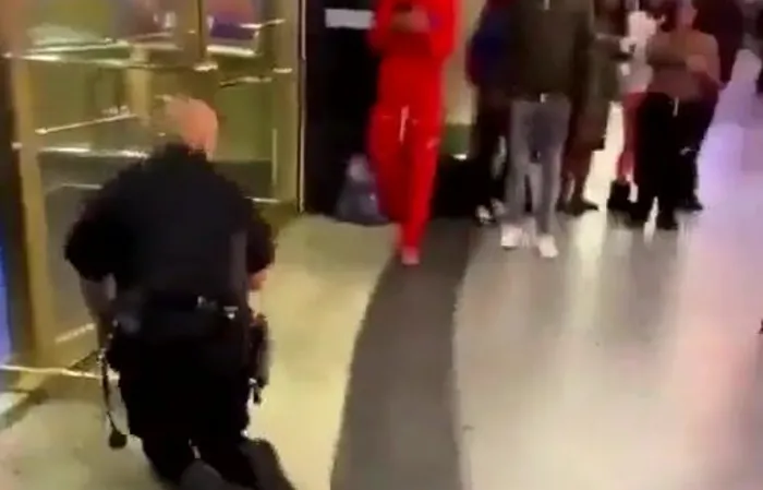 Fight City - Dude pulls of a flying knee on a COP
