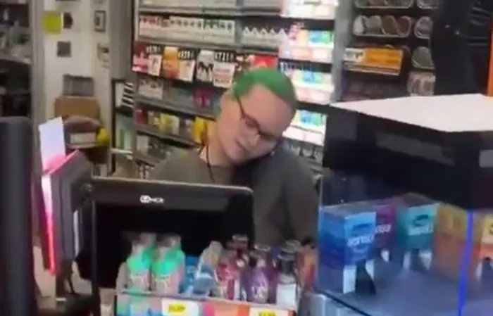 Green-haired woman pepper-sprays guy who keeps harassing her