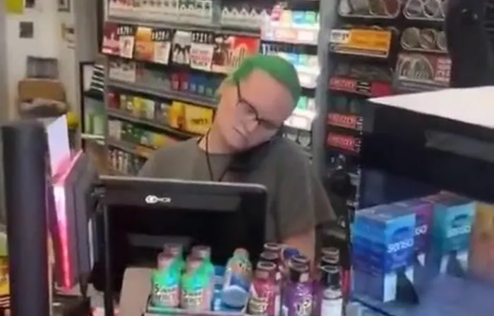 Green-haired woman pepper-sprays guy who keeps harassing her