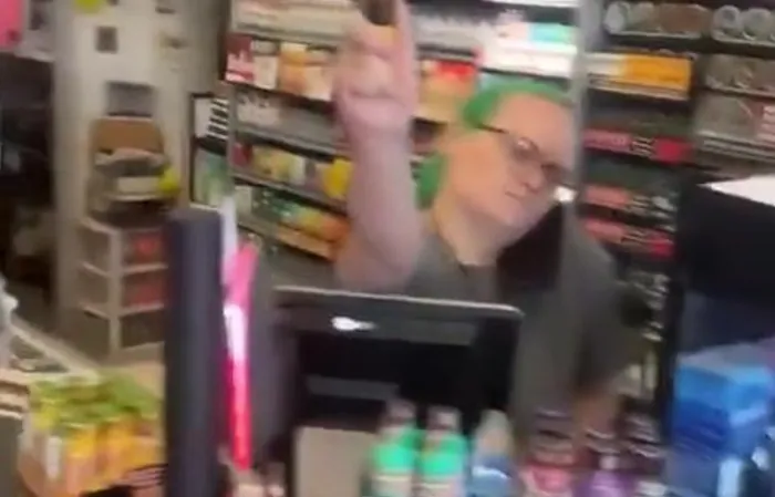 Green-haired woman pepper-sprays guy who keeps harassing her