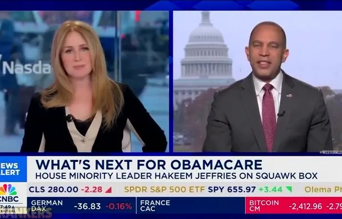 CNBC’s Becky Quick rolls eyes at Hakeem Jeffries for deflecting on questions