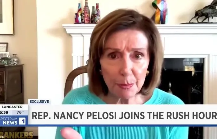 Pelosi gets *TRIGGERED* by seeing Trump on screen during interview