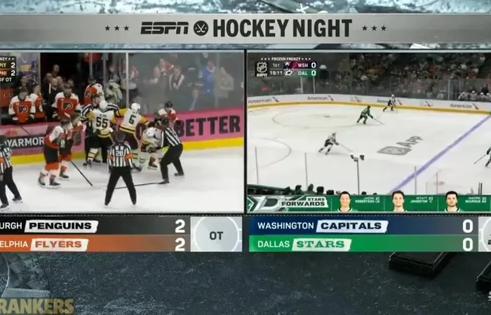 Flyers Game Erupts Into a Full-On Brawl and the Network CUT TO SPLIT SCREEN?!